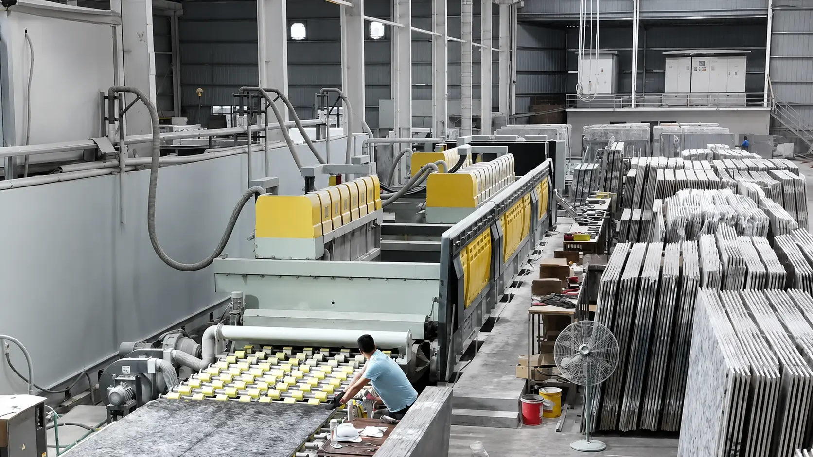 Taj Mahal Quartzite polishing line for slab surface finishing