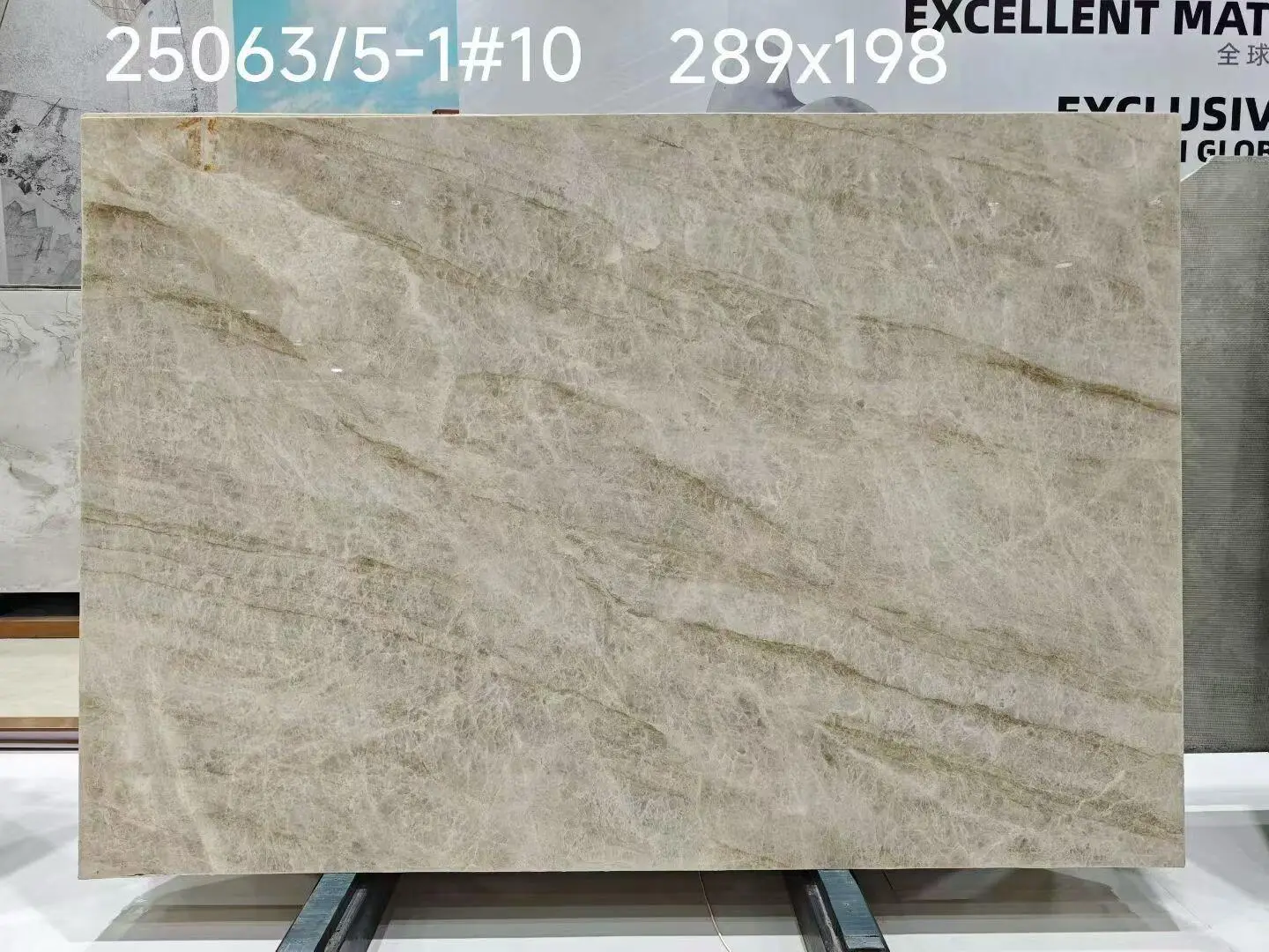 Close detail showing Taj Mahal quartzite texture and veining